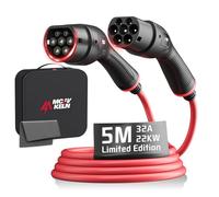 MCEVKELN Câble de Recharge Type 2 - 22 KW 5 m, Mode 3, 32 A, Portable avec Pochette | Chargeur Triphasé pour VE & Hybrides, Compatible avec Les modèles Y/3/ID.4/IONIQ 5/EV6/Spring/5 E-Tech/e-208/500e