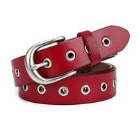 McFanBe Ceinture en Cuir Pour Dame Lady Dreess Jeans Avec Boucle en Alliage Pour 2,8cm de Largeur (A:rouge, XS:85cm(Taille ajustée 60-74cm/23-29))