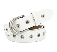 McFanBe Ceinture en Cuir Pour Dame Lady Dreess Jeans Avec Boucle en Alliage Pour 2,8cm de Largeur (A:blanc, XS:85cm(Taille ajustée 60-74cm/23-29))