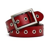 McFanBe Ceinture en Cuir Pour Dame Lady Dreess Jeans Avec Boucle en Alliage Pour 2,8cm de Largeur (B:rouge, XS:85cm(Taille ajustée 60-74cm/23-29))