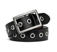 McFanBe Ceinture en Cuir Pour Dame Lady Dreess Jeans Avec Boucle en Alliage Pour 2,8cm de Largeur (B:noir, XS:85cm(Taille ajustée 60-74cm/23-29))