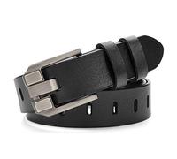 McFanBe Ceinture en Cuir pour femmes Pantalons de Jeans Habillés pour Femmes avec Boucle de Ceinture en Alliage pour Filles (XS:85cm(Taille ajustée 60-74cm/23-29"), B(largeur 2,8cm):noir)