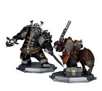 McFarlane Toys - World of Warcraft Figurine de Chasseur Nain : Beastmaster & Marksman et Pandaren : Monk & Rogue Échelle 1:12 Lot de 2 Figurines de Luxe avec étiquette dorée