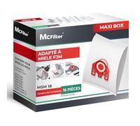 McFilter | 16 sacs à poussière pour l'aspirateur FJM de Miele | pour S511, S512-1, S548 Plus | Sacs à poussière avec 8 filtres et fermeture automatique | MAXI BOX