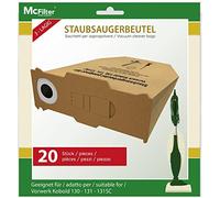 McFilter | 20 sacs à poussière adaptés aux aspirateurs Vorwerk Kobold 130, 131 et modèles SC, disque de recouvrement extra fort avec joint en caoutchouc et bride solide