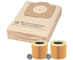McFilter 20 sacs d'aspirateur et 2 filtres à poussière adaptés pour aspirateur Kärcher WD3 et MV3. Alternatives pour les sacs d aspirateur 6.959-130.0 et la cartouche filtrante 6.414-552.0.