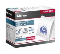 McFilter | 32 sacs à poussière adaptés aux aspirateurs Miele série GN S2 S4 S5 S6 S8, Complete C2/C3, Classic C1 | Sacs à poussière avec 16 filtres | MAXI BOX