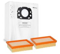 McFilter I 10 sacs à poussière + 2 filtres compatibles avec Kärcher WD4 P S V-20/5/22, WD5 P V-25/5/22, WD6 P S V-30/6/22/T, MV4, MV5, MV6 Alternative pour Kärcher KFI 487 comme KFI 4410 - Type KA 33