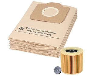 McFilter I 10 sacs et 1 filtre compatibles pour aspirateur K WD3 et MV3. Alternatives pour les sacs filtrants 6.959-130.0 et le filtre à cartouche 6.414-552.0.