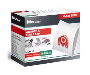 McFilter I 16 sacs à poussière compatibles avec Miele FJM série S2 S3 S4 S5 S6 S7, Complete C1, Compact C1/C2 I Sacs à poussière avec 8 filtres autobloquants I MAXI BOX