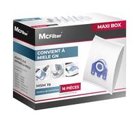 McFilter I 16 sacs d'aspirateur adaptés aux aspirateurs Miele série GN 3D Efficiency I Sac à poussière avec 8 filtres I sacs filtrants en polaire I 5 couches I MAXI BOX