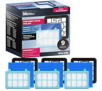 McFilter I 3x jeu de filtres adapté pour Philips FC8010/01 FC9332/09 FC9328,FC9334 FC9349,FC9353 FC9556 FC9515 Hepafilter Accessoires pour PowerPro Compact, Active, City Power Cyclone, 9 pcs