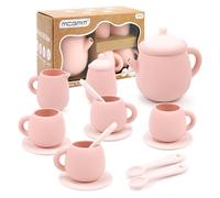 MCGMITT Service à Thé Enfant, Dinette Tea Party 15 Pièces en Silicone avec Théière et Tasses Accessoires de Cuisine Jeux d’Imitation Montessori et Jeux de Rôle Cadeau pour Filles et Garçons 3-6 Ans