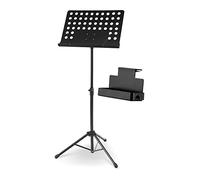McGrey 11940 Pupitre d'Orchestre en Tôle Perforée - Réglable en Continu - Avec Pinces à Partitions - Boîte de Rangement Incluse - Noir