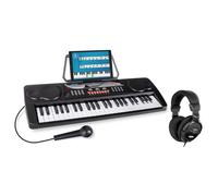 McGrey BK-4910BK Set Clavier Débutant - 49 touches pour débutant avec 16 sons, 10 rythmes, 8 sons de percussion et 6 morceaux démo - incl. micro, pupitre et casque - Noir