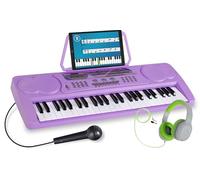 McGrey BK-4910VT Set Clavier - 49 Touches, Clavier Débutant avec 16 Sons, 10 Rythmes, 8 Sons de Percussion & 6 Morceaux Démo - incl. Microphone, Casque Enfant KKH-10 et Pupitre - Violet