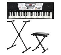 McGrey BK-6100 SET de Clavier incl. support réglable en hauteur et tabouret (61 touches, 100 sons, 100 rythmes, 12 morceaux démo, fonction apprentissage, alimentation, pupitre, banc, trépied)