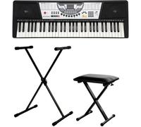 McGrey BK-6100 SET de Clavier incl. support réglable en hauteur et tabouret (61 touches, 100 sons, 100 rythmes, 12 morceaux démo, fonction apprentissage, alimentation, pupitre, banc, trépied)