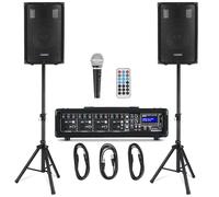 McGrey Enceintes BP-210 Bandpack Système PA 100 W – Mixeur 4 canaux Bluetooth USB/SD