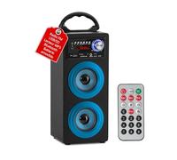 McGrey BS-20 Beachside - Enceinte Bluetooth Portable à Batterie remplaçable : Bluetooth, Radio FM (30 présélections), Lecture MP3 Via USB/SD, entrée AUX, télécommande - Bleue