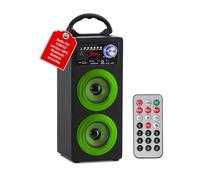 McGrey BS-20 Beachside - Enceinte Bluetooth Portable (Batterie Amovible) : Bluetooth, Radio FM (30 présélections), MP3 Via USB/SD, entrée AUX, télécommande. Couleur : Verte. Portable, Son Clair et to
