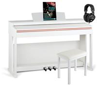 McGrey DP-19 WM Set E-Piano - 88 touches lestées avec mécanique à marteaux et dynamique de frappe - 8 sons - protection de clavier - incl. banc de piano, casque et méthode de piano - Blanc mat