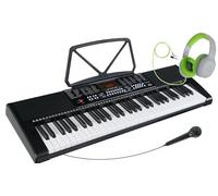 McGrey LK-6120-MIC Clavier avec Micro & Casque Enfant - Clavier Débutant avec 61 Touches Lumineuses - 255 Sons et 255 Rythmes - 50 Morceaux Démo - Micro et Casque Over Ear - Noir
