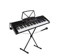 McGrey LK-6120-MIC Set Clavier - Clavier Débutant avec 61 Touches Lumineuses - 255 Sons et 255 Rythmes - 50 Morceaux Démo - Micro Inclus - Pack Économique avec Support X-Keyboard et Casque - Noir