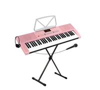 McGrey LK-6120-MIC Set Clavier - Clavier Pour Débutants Avec 61 Touches Lumineuses - 255 Sons Et 255 Rythmes - 50 Morceaux Démo - Micro Inclus - Pack Économique Avec Pied X Et Casque - Rose