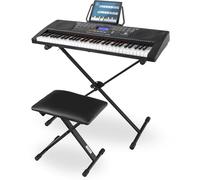 McGrey LK-6150 Set de Clavier à 61 Touches - Clavier Débutant avec 61 Touches Lumineuses - 255 Sons et 255 Rythmes - Lecteur MP3 Intégré - Inclus Support et Tabouret - Noir