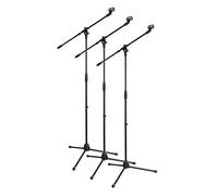McGrey MBS-01 3x Set Support de microphone avec potence et pince - Pied de microphone (bras pivotant, hauteur réglable jusqu'à env. 154 cm, trépied, pinces de câble, longueur de la potence env. 75 cm)