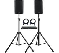 McGrey PA-4502 Lot de 2 enceintes passives Pronomic 10" avec trépieds et câble 450 W Système de sonorisation puissant pour scène et salle de répétition Noir