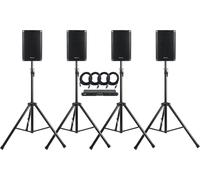 McGrey PA-4504 Système PA 1 HE 4X 450 W - 4 x enceintes passives Pronomic 10" avec trépieds et câble de 15 m - Kit complet de sonorisation puissant pour scène, salle de répétition et événements - Noir