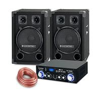 McGrey PA Ensemble Complet Système DJ PowerDJ-1200 (Système avec Enceintes partybox, Haut-parleurs, 2 x 400 Watts, amplificateur Bluetooth, ampli, câble Haut-Parleur)