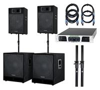 McGrey Powerstage-2800 PA Complet : 2X 10/25cm Tops, 2X 15/38cm subwoofers, amplificateur, 2 Barres, 2 câbles, 700/1400/2800 W RMS/Musique/Peak.