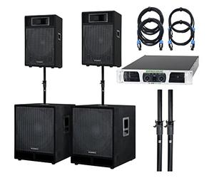McGrey Powerstage-2800 Système PA 2800 Watts, Haut-parleurs McGrey PA-110 | Enceinte passive 2 voies avec tweeter piezo, Haut-parleur 10" (25 cm), tweeter 2" (5 cm), Coffret trapézoïdal, 35 mm In/Out