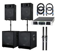 Pack Sono 3000 W Kit PA Haut-Parleurs Subwoofer Enceintes Amplificateur Cables