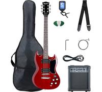 McGrey Rockit Guitare Électrique Double Cut Set Complet Cherry Red