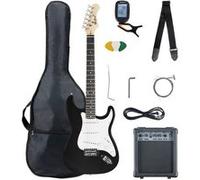 McGrey Rockit ST Set Complet Guitare Électrique (8 pièces pour débutants avec guitare, amplificateur, cordes de rechange, housse, accordeur, médiators, sangle et câble) Noir