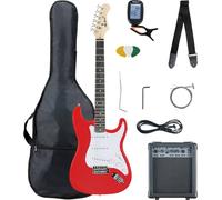 Pack Guitare électrique Rouge - McGrey Rockit - Guitare électrique Kit Complet Amplificateur de 10 W, Housse, Accordeur et Sangle