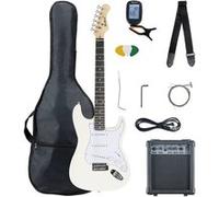 McGrey Rockit ST Set Complet Guitare Électrique (8 pièces pour débutants avec guitare, amplificateur, cordes de rechange, housse, accordeur, médiators, sangle et câble) White