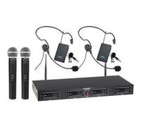 McGrey UHF-2V2H Set Microphone sans Fil Quad : 4 canaux, 2 micros Main dynamiques, 2 émetteurs Ceinture compacts, 2 Casques, portée 50m, autonomie ~8h.