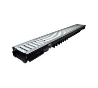 MCH Caniveau de drainage avec grille en acier, 100 x 13 x 5,5 cm, charge maximale 1,5 t, raccord DN110, kit complet de 1 m