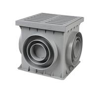 MCH Siphon de cour - Classe A15-1,5T -B125,12,5T - 250 x 250 x 250 mm (gris avec grille en plastique)