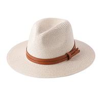 MCHDMI Chapeau De Paille, Chapeau de Plage à Large Bord Protection UV Grande Taille Panama Chapeau de Soleil été Chapeau de Paille Femmes Hommes 60cm Chapeau Fedora Pliable (Color : Beige, Size : XL