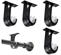 MCHERRY Lot de 4 supports de tringle à rideau de plafond, en alliage d'aluminium, noir pour tringles à rideaux de 25 mm à 30 mm