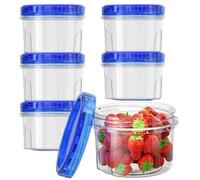MCHERRY Lot de 6 boîtes de congélation de 473,6 g avec couvercles à vis pour sceller, bocaux hermétiques en plastique pour aliments et avoine de nuit pour fruits, projets de bricolage, confiture et