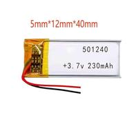 MCHkR 2 5 10 20 PCS 3,7V 230mAH 501240 Lipo avec Une Prise JST de 2,0 mm Compatible avec Les Petits projets de Bricolage électronique et Les appareils Portables(10pcs no Connector)