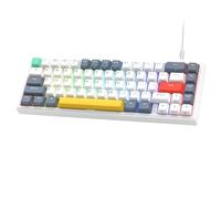 MCHkR V-K66 Clavier de Jeu mécanique à 60% avec Joint Filaire, Clavier Compact rétroéclairé par LED remplaçable à Chaud avec flèche, Compatible avec la Plupart des systèmes de Jeu(VK66 White)