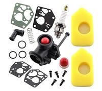 MCHNIC 795477 Carburateur Filtre à air 698369 pour Briggs & Stratton 795469 794147 699660 794161 498811 09J000, 09L000, 09S000, 09T000 avec Membrane Bougie d'allumage Poire d'amorçage